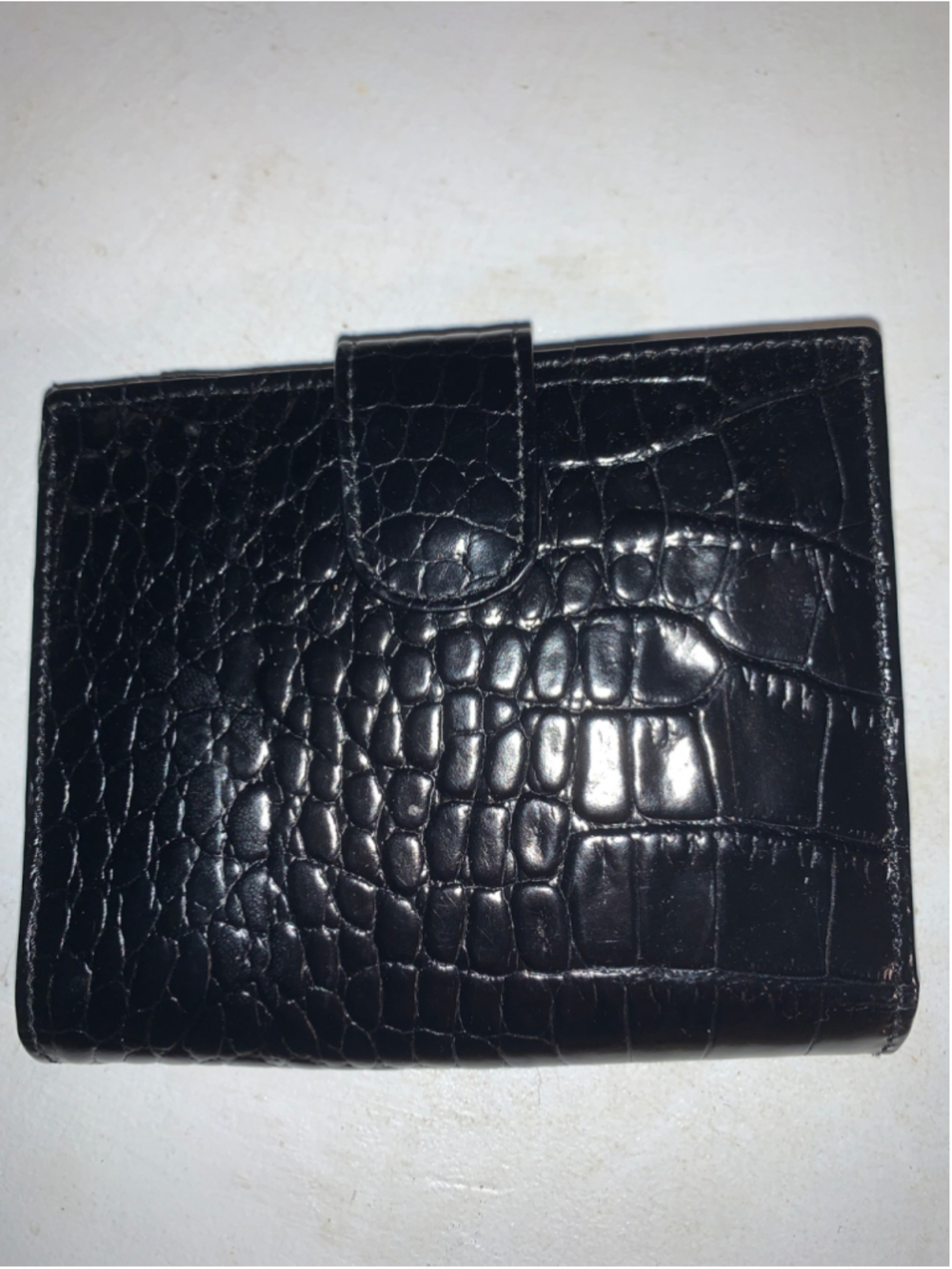 Women's Furla Black Crocodile Embossed Leather Wallet One Size